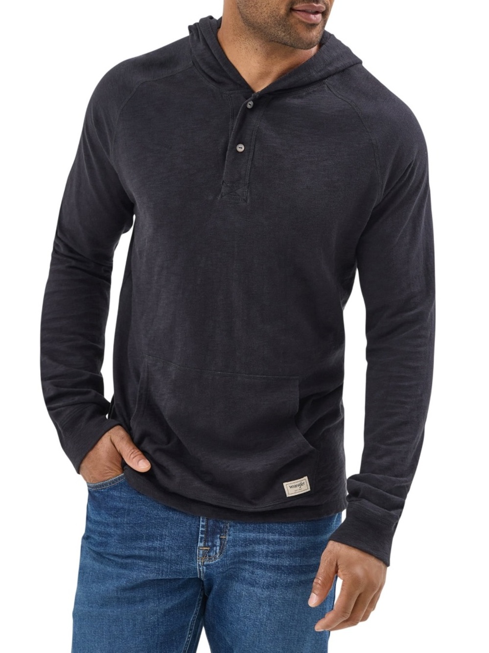 Wrangler Black Hooded Henley Pullover
